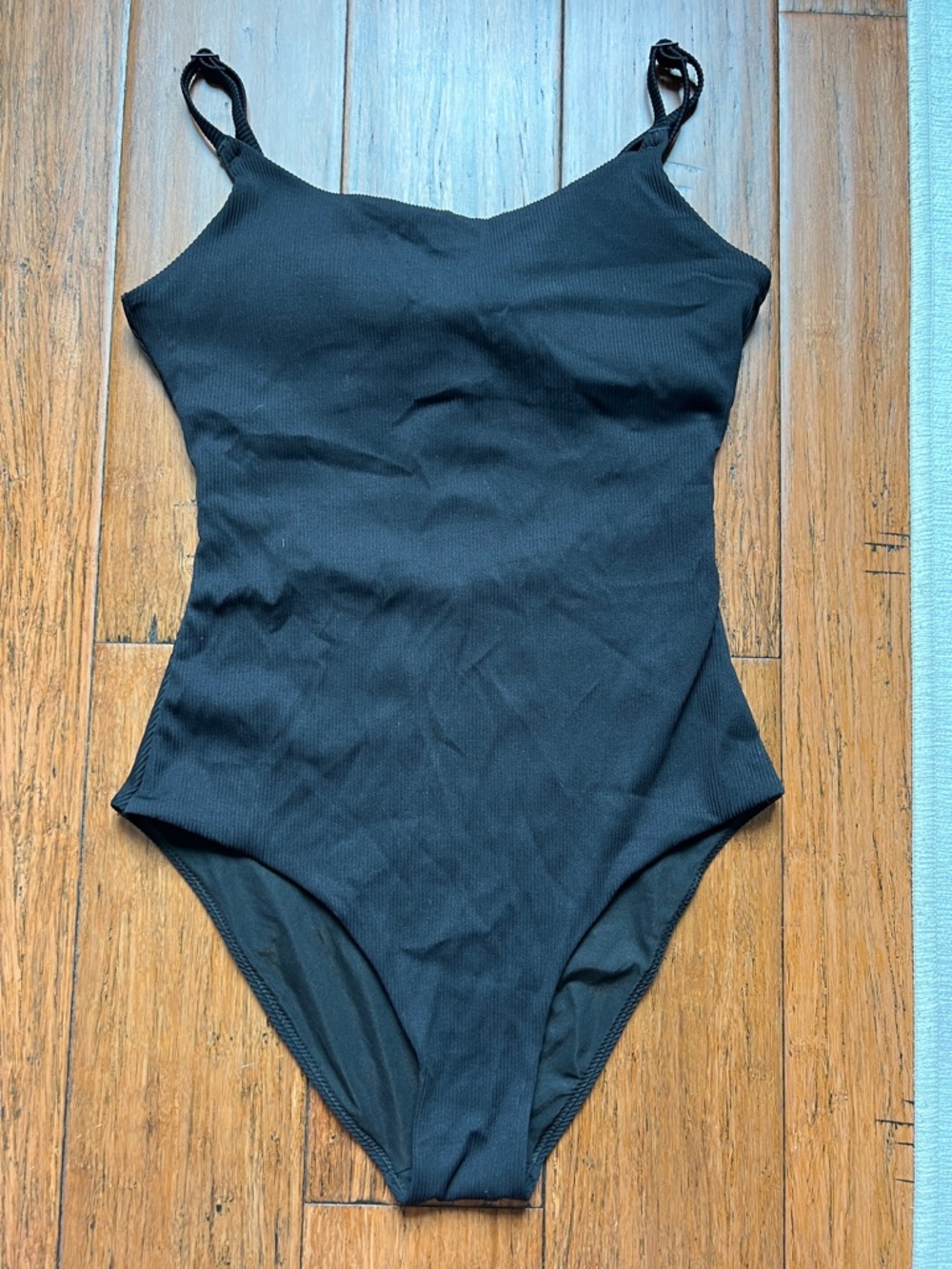 aerie Ribbed Black One-Piece Swimsuit Sz. Small